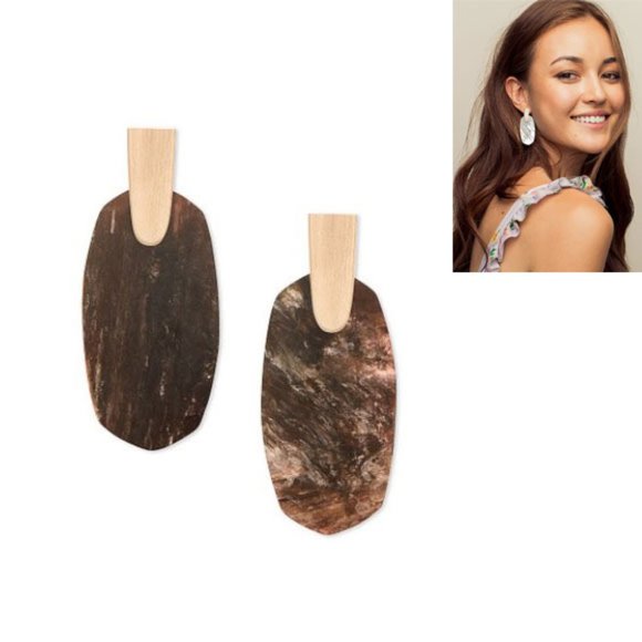 Kendra Scott Aragon Rose Gold Drop Earrings Sable Mica
